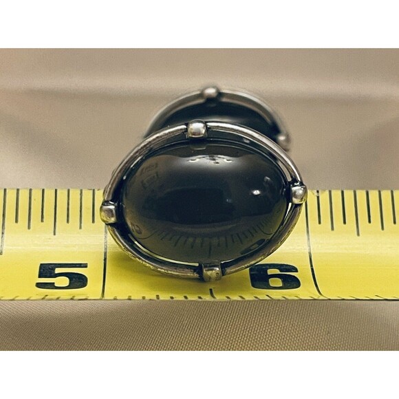 Liz Claiborn Clip Earrings Silver Tone Metal Gray Stone Adjustable Clip VTG 90th - Picture 8 of 10